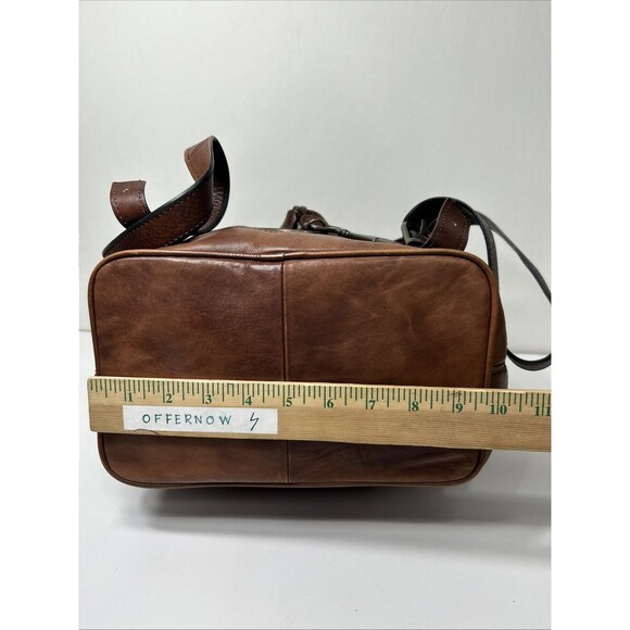 Fossil Genuine Leather Long Live Vintage 1954 Bucket Backpack Brown Key Charm - Picture 16 of 16